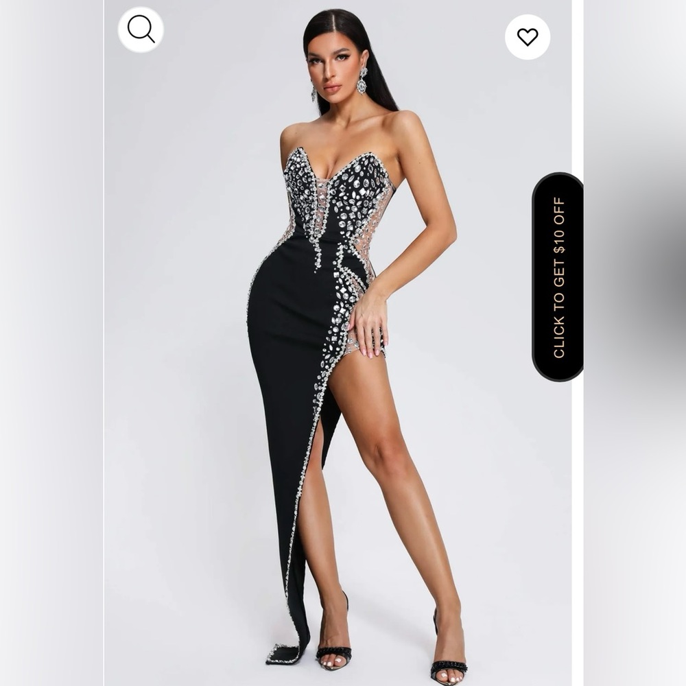 Porsha Diamonate Strapless Maxi Bandage Dress